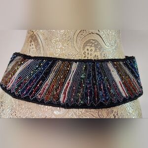 Vintage handmade multicolored fully beaded belt